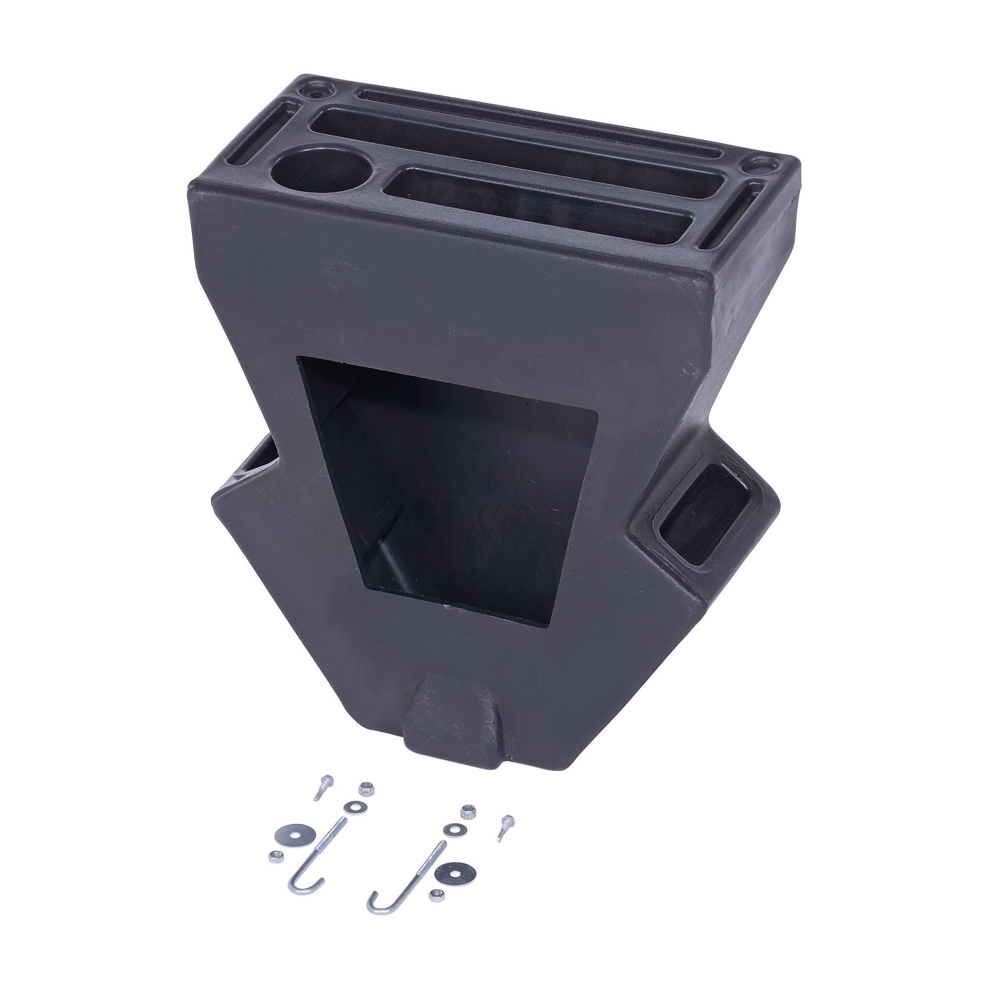 Vestil Recycled Plastic Pallet Truck Caddy - Black, Beverage Holder, Tool Pockets, Model# P-CADDY-BK